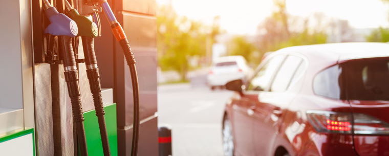 Car leaving a petrol station